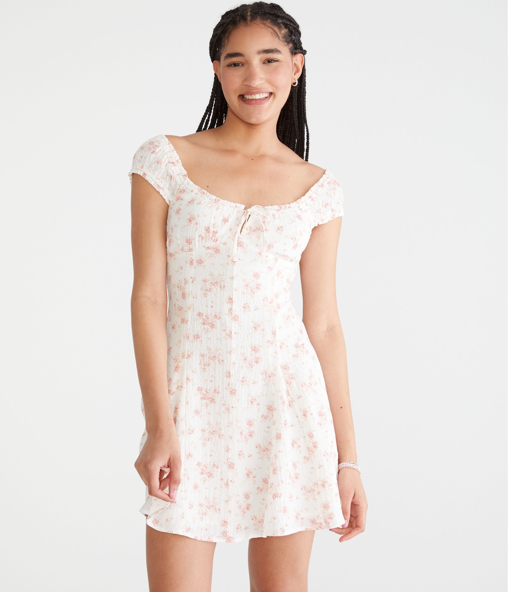 Floral Scoop-Neck A-Line Mini Dress