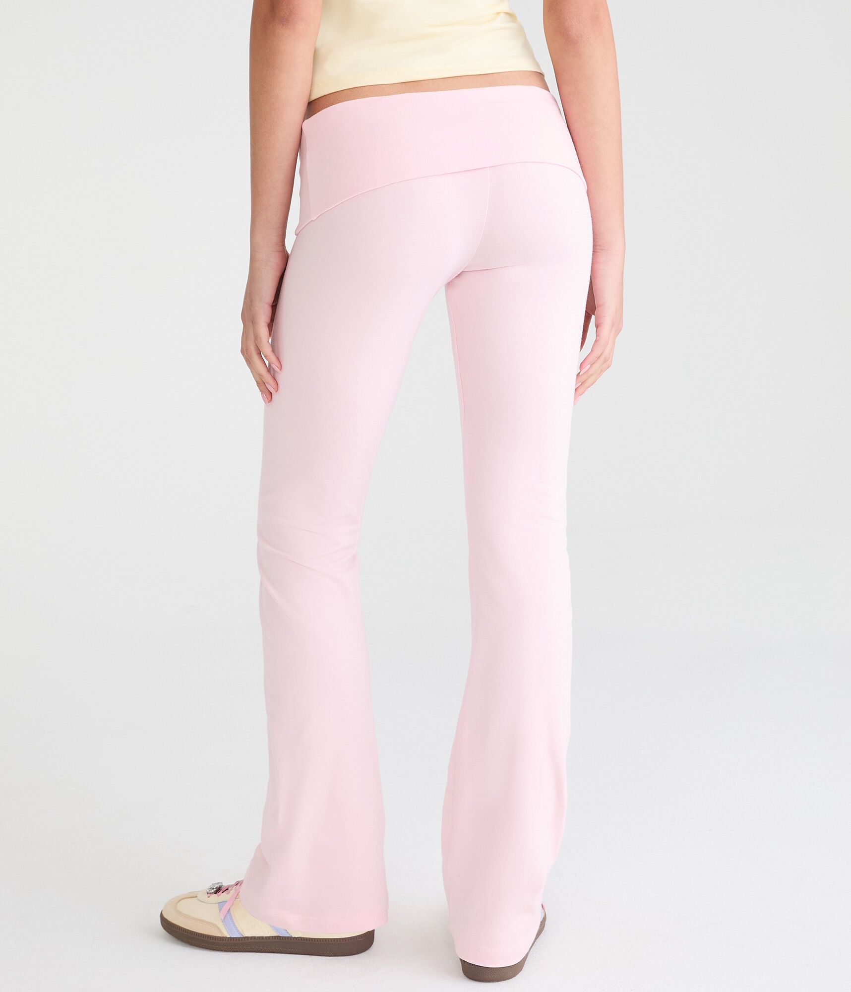 Mid-Rise Fold-Over Bootcut Pants