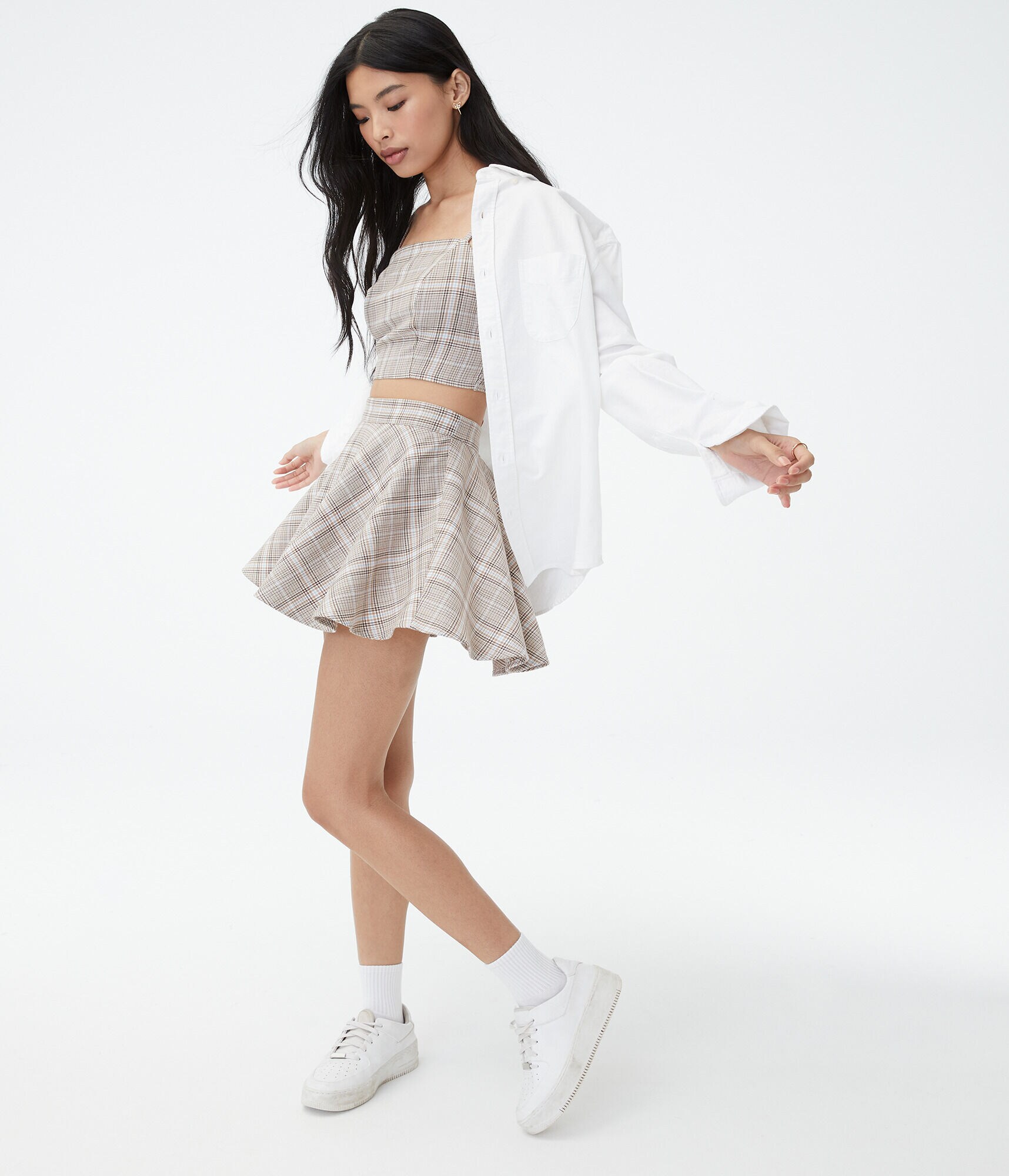 Plaid High-Waisted Circle Skirt