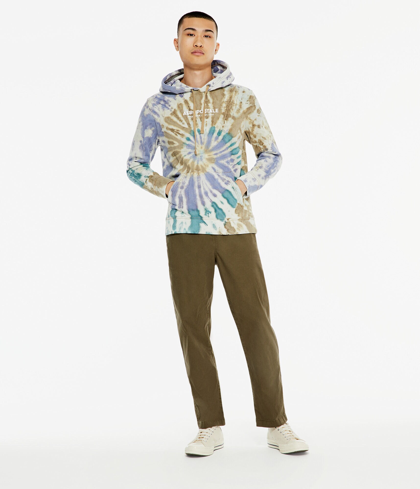 Aeropostale Logo Tie-Dye Pullover Hoodie