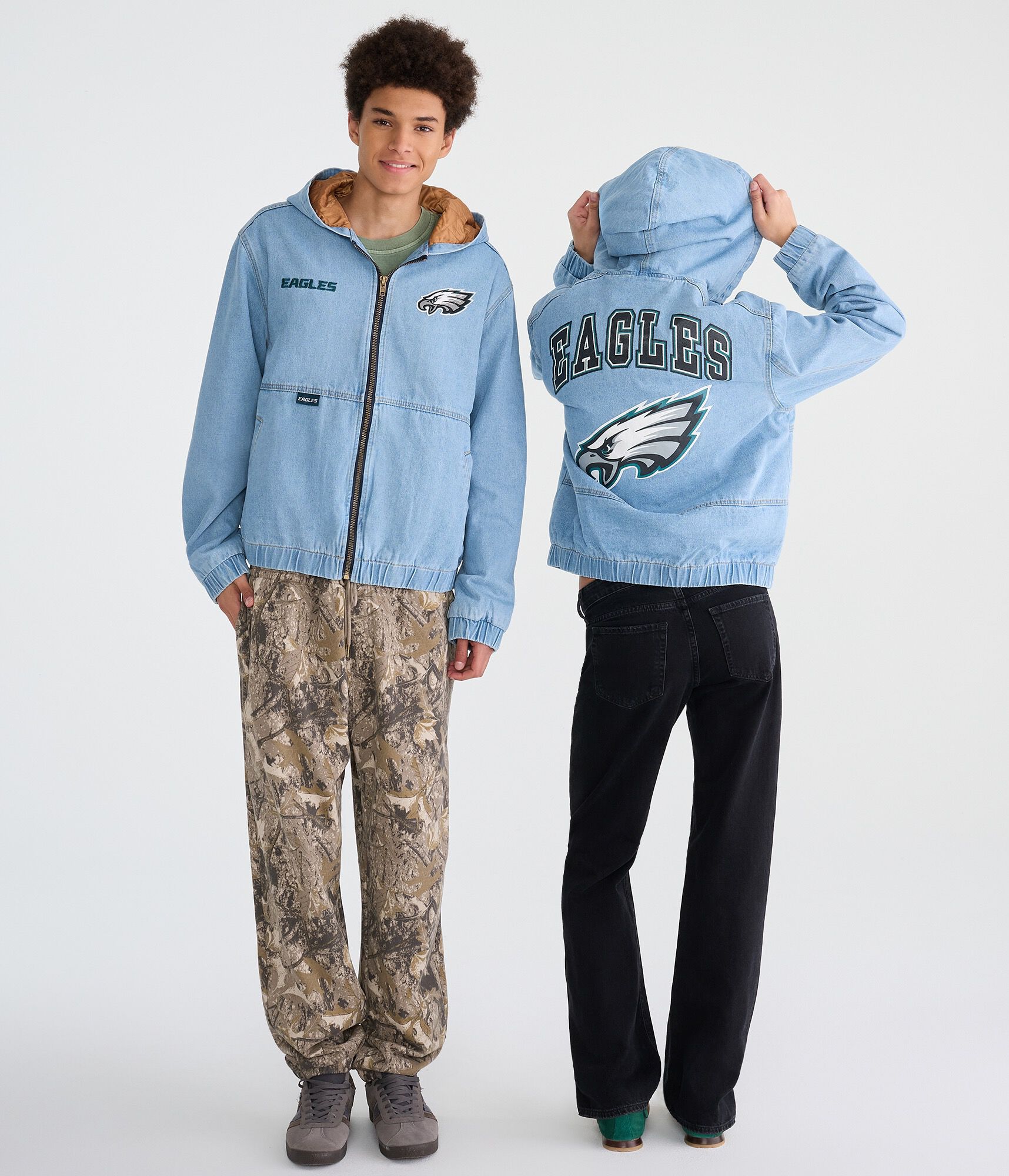Philadelphia Eagles Full-Zip Hooded Denim Jacket