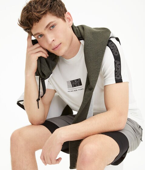 Grid Logo Sleeve Tape Stretch Graphic Tee Grid Logo Sleeve Tape Stretch Graphic Tee