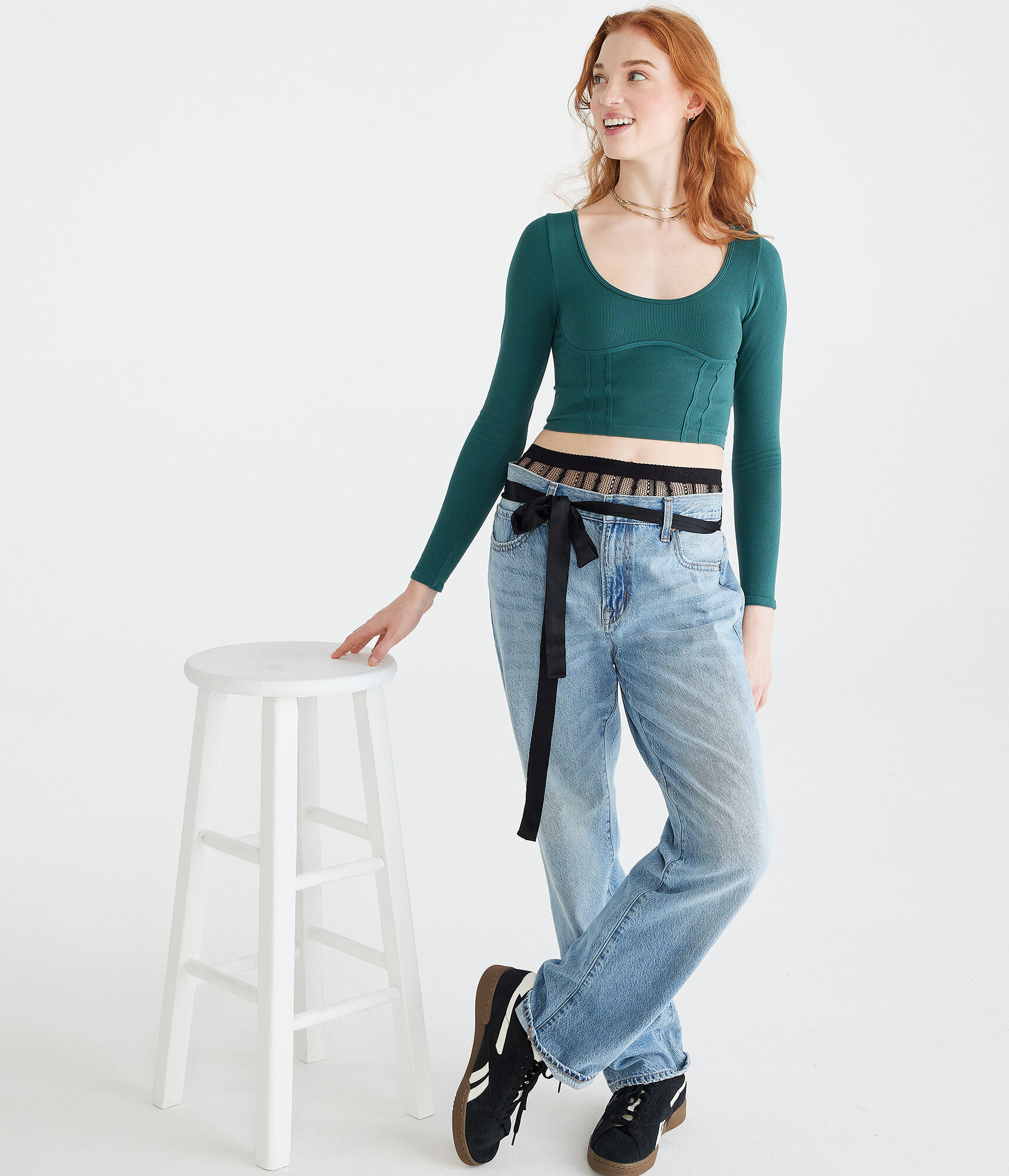 Long Sleeve Seriously Soft Corset Tiny Top