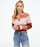 Colorblock Stripe Henley Sweater