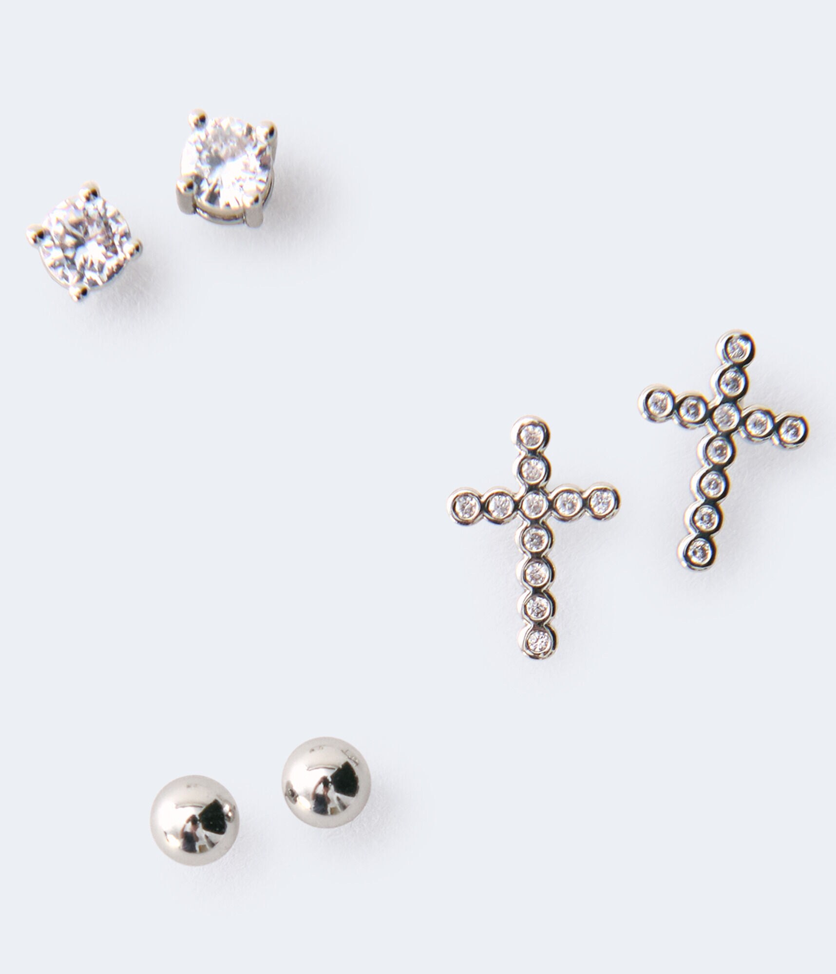 Rhinestone Cross Earring 3-Pack