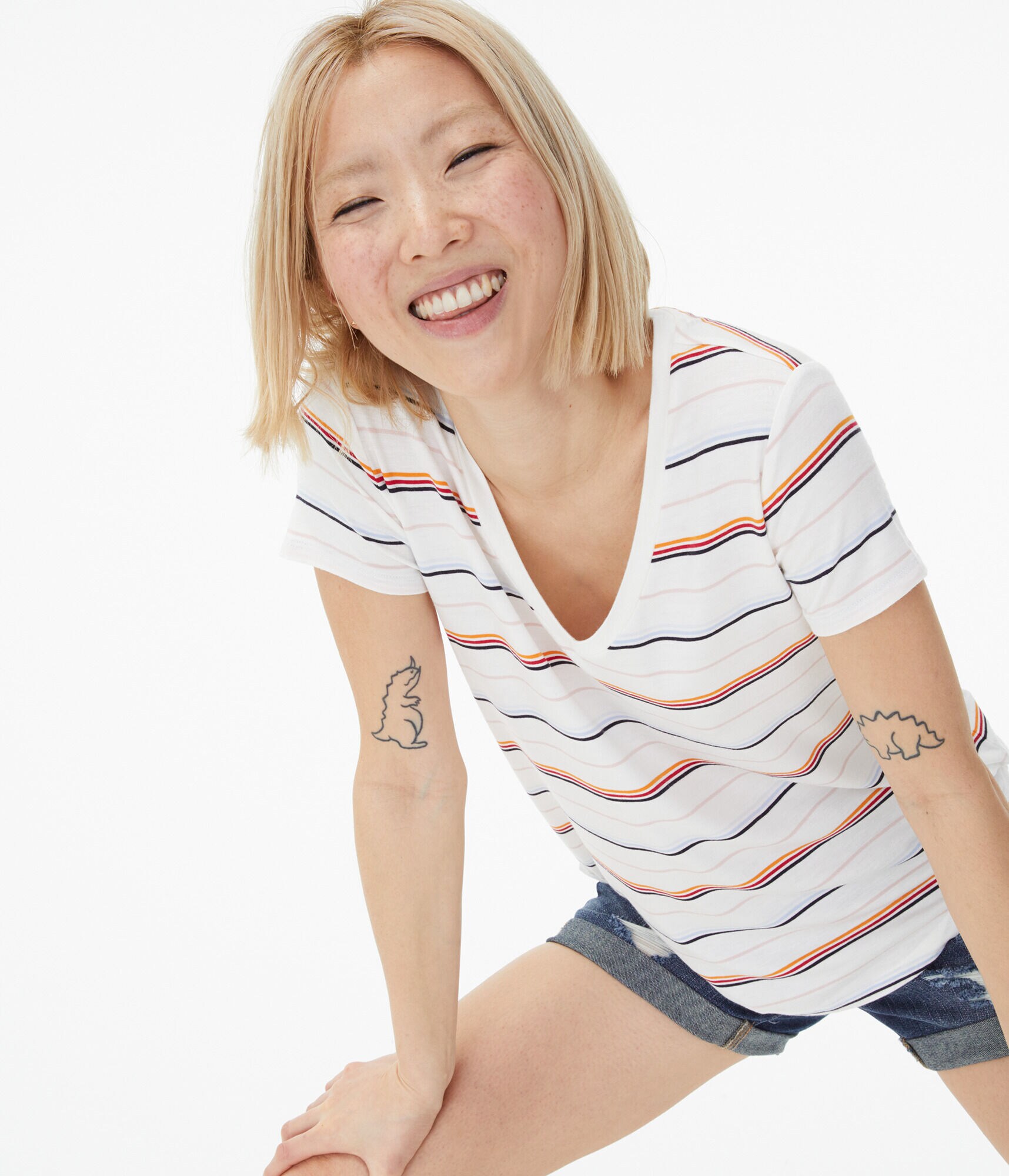 Seriously Soft Striped V-Neck Tee