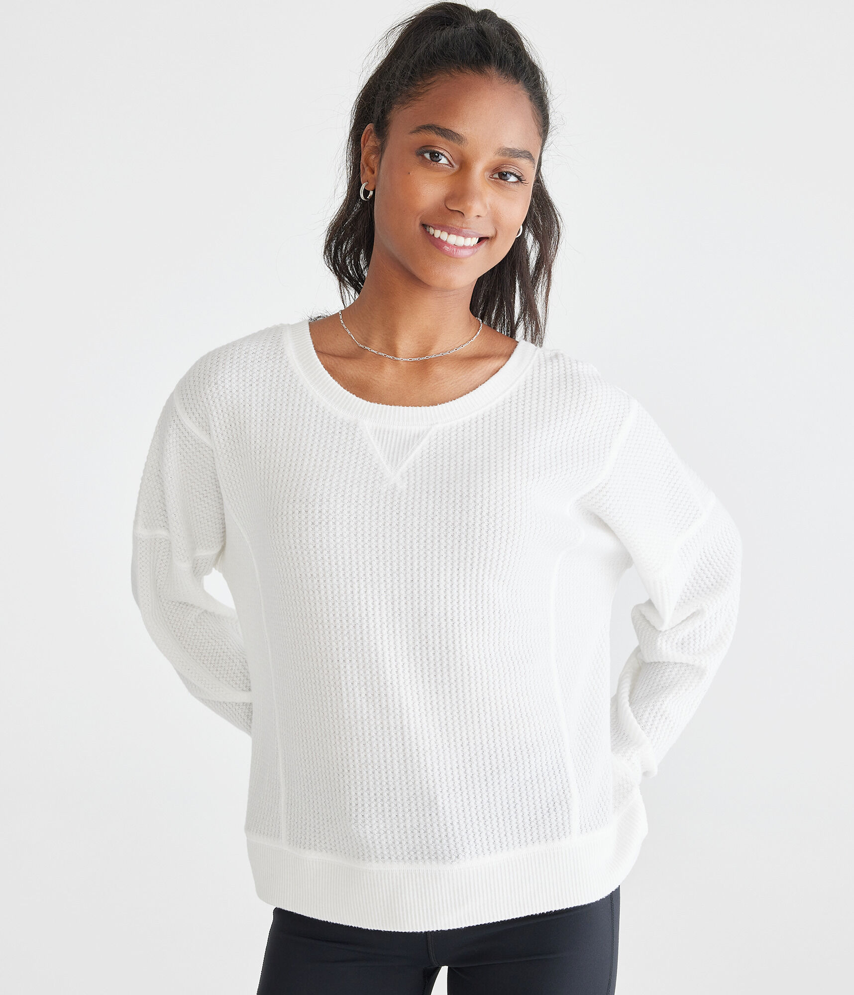 Long Sleeve Wear 2 Ways Cozy Waffle Tee