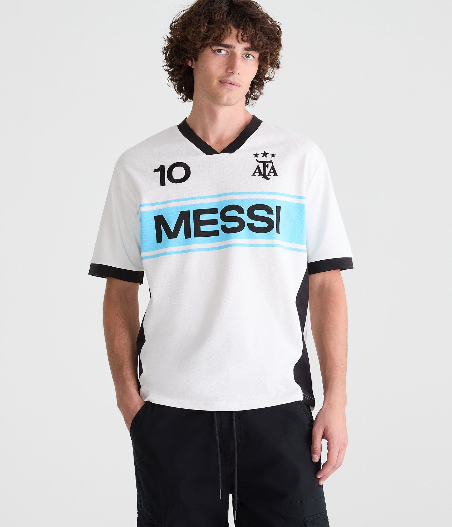 Argentina Messi 10 V-Neck Soccer Jersey