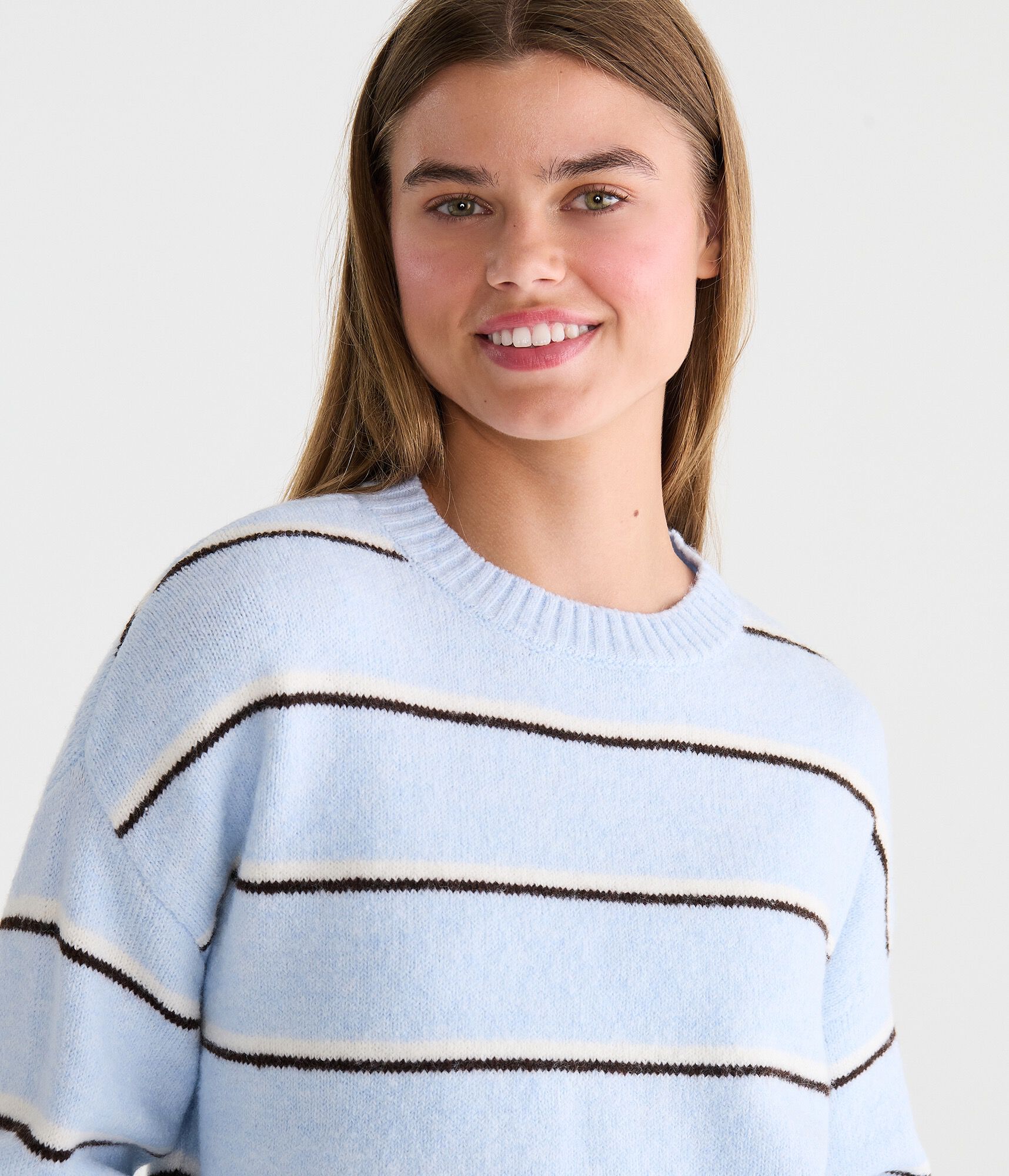 Striped Cozy Crew Sweater