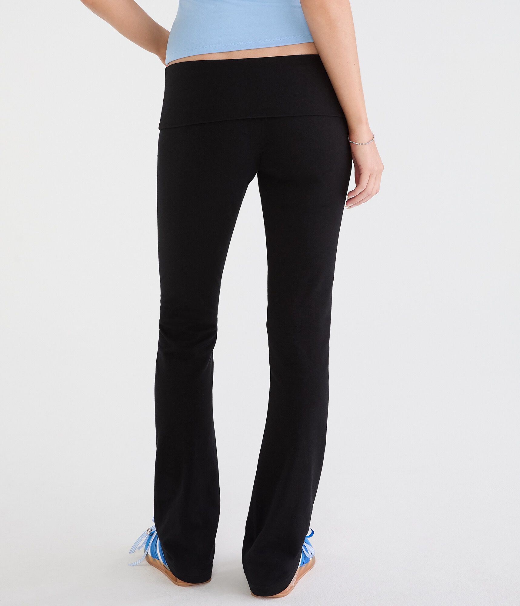 Mid-Rise Fold-Over Bootcut Pants