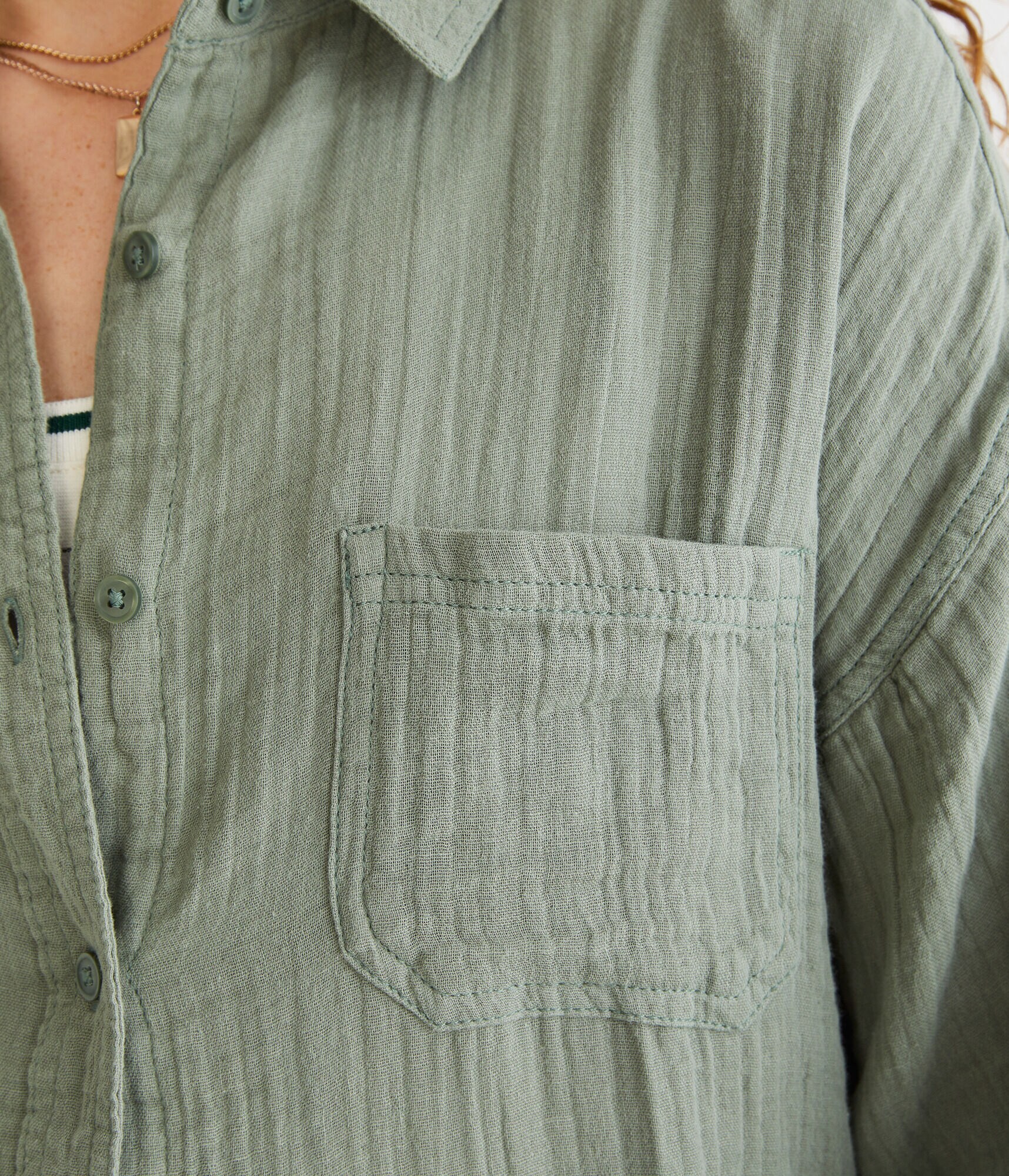 Long Sleeve Gauze Oversized Shirt