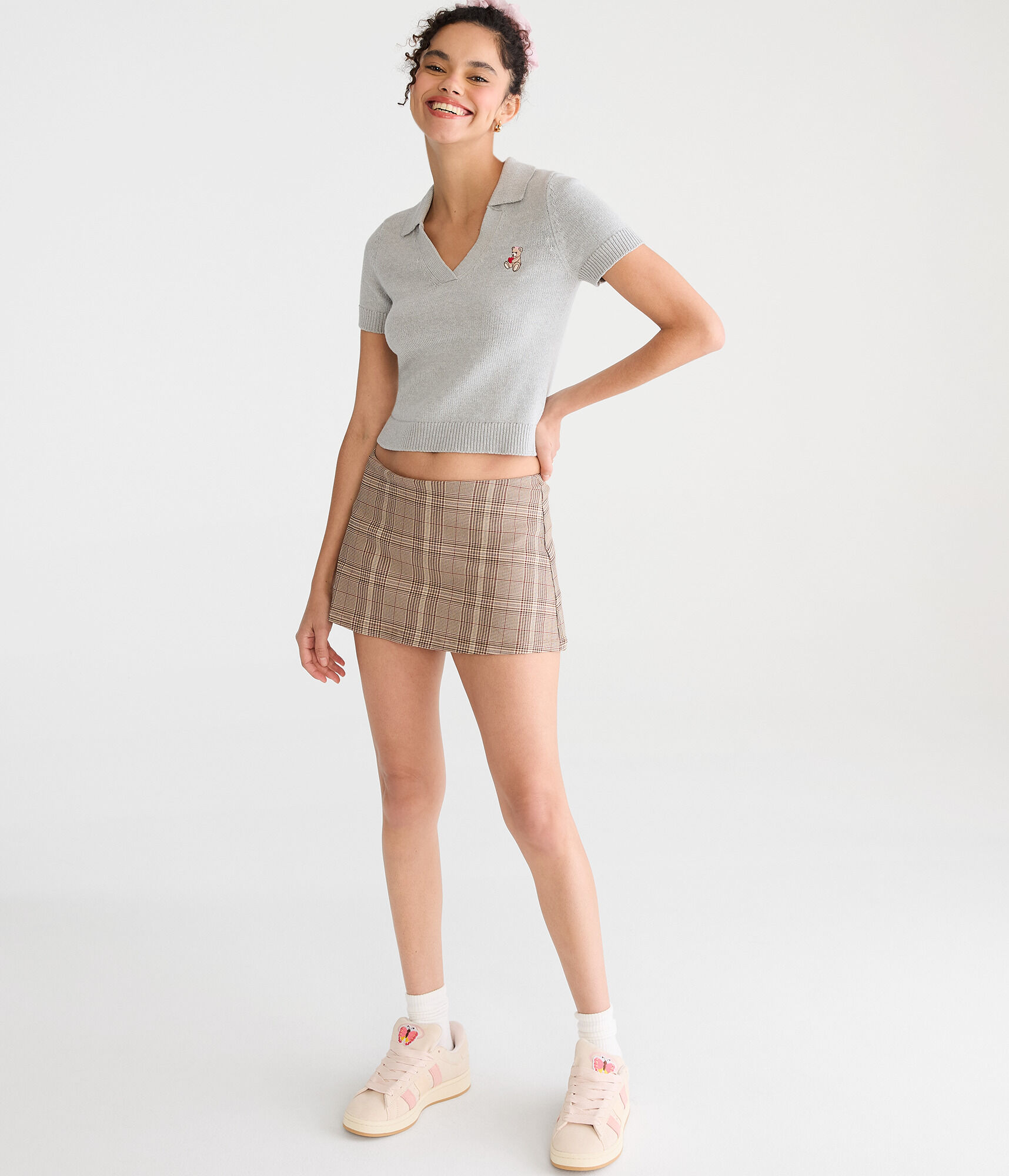Plaid A-Line Mini Skirt