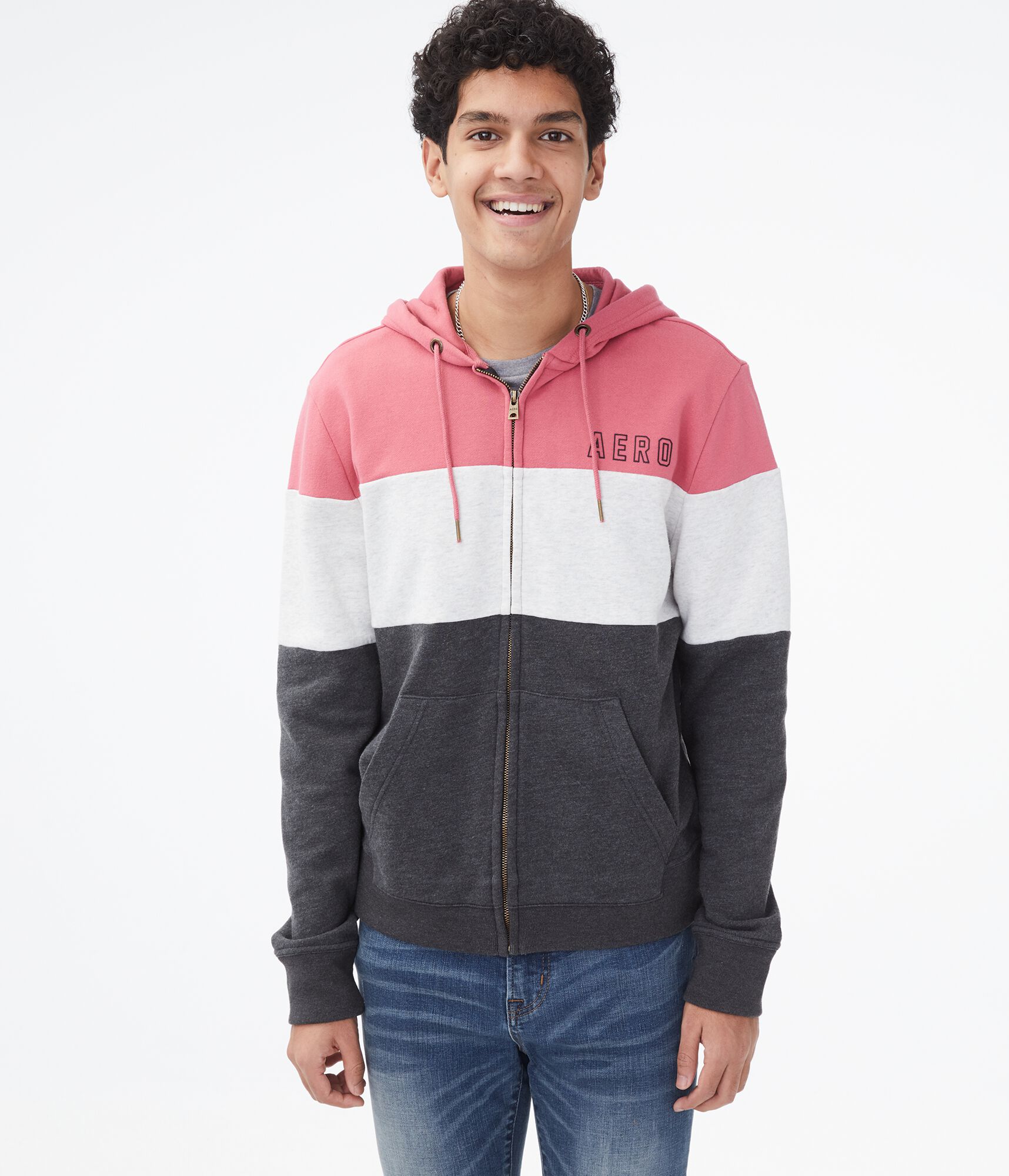 Aero Logo Colorblocked Full-Zip Hoodie