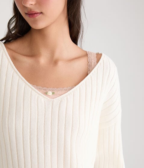 Ribbed V-Neck Sweater Ribbed V-Neck Sweater