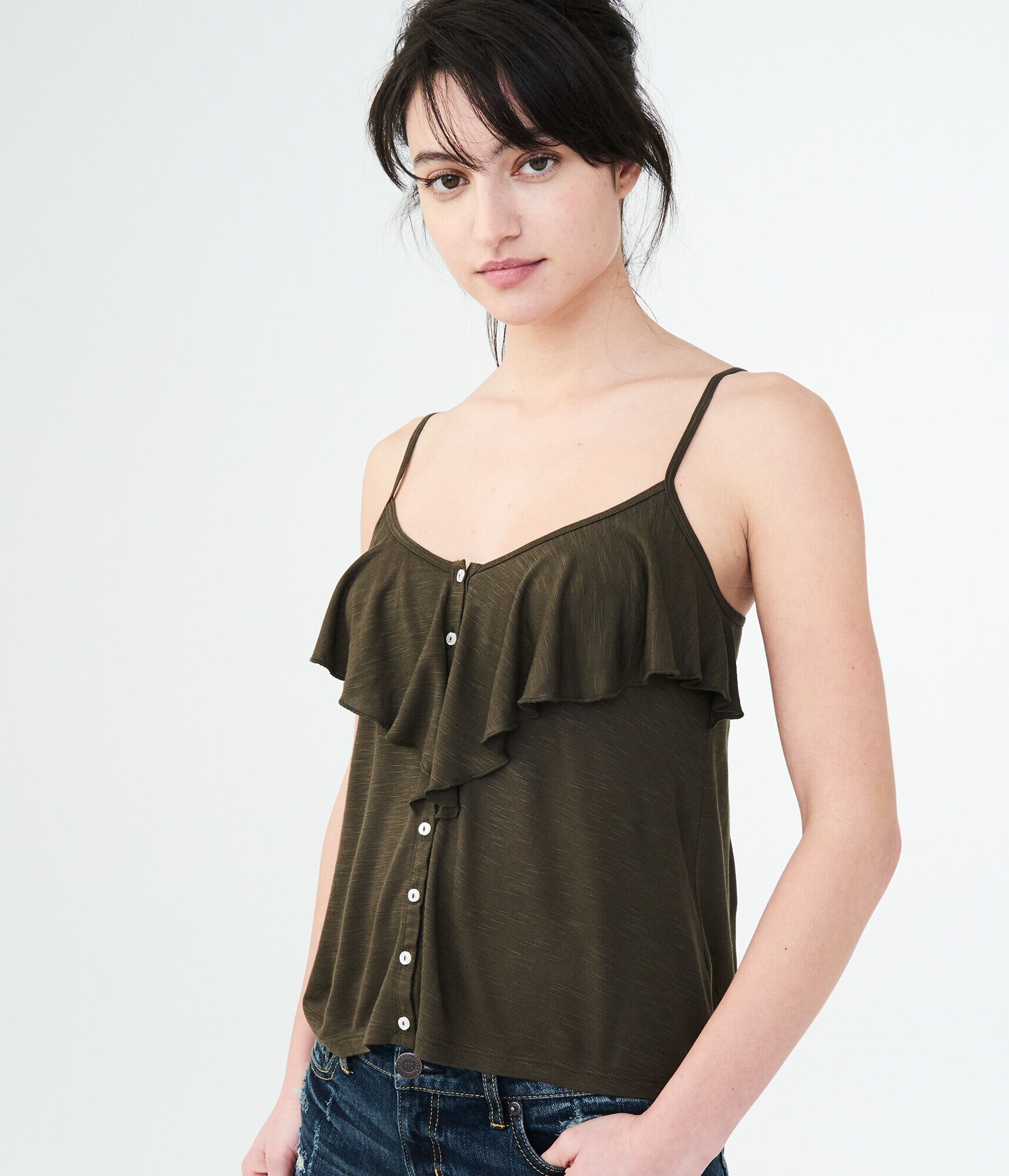 Solid Ruffle Tank