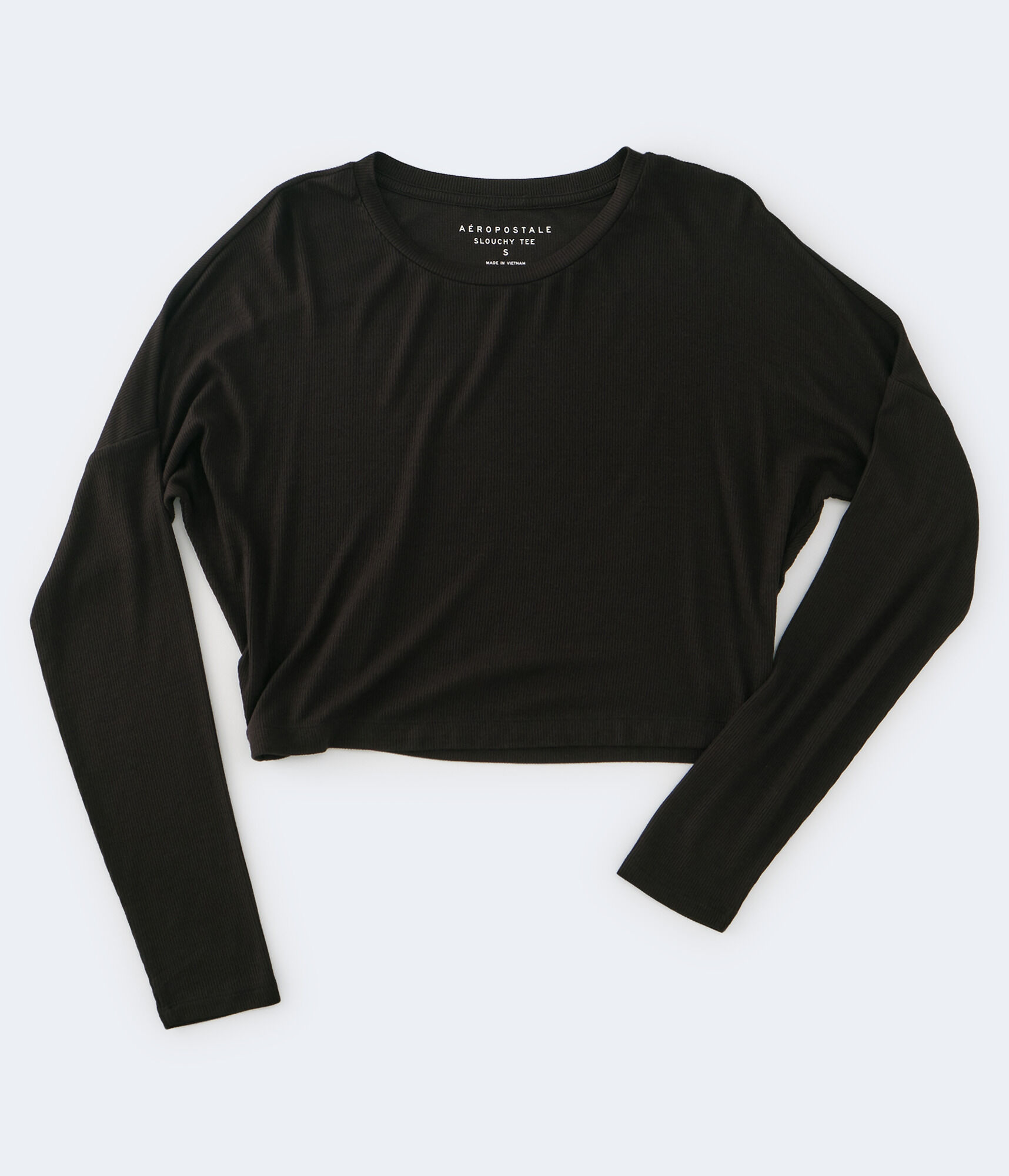 Long Sleeve Ribbed Cropped Dolman Tee