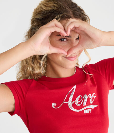 Aero Sequin Logo Graphic Tee Aero Sequin Logo Graphic Tee