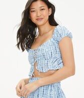 Floral Laced-Front Crop Top
