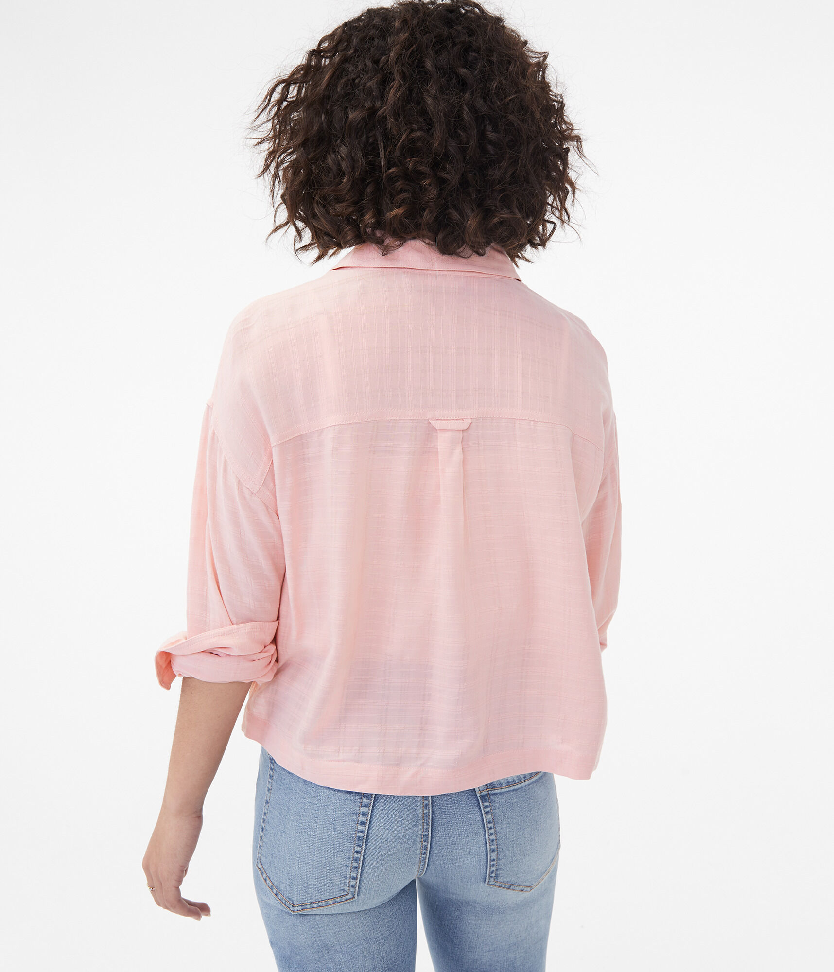 Long Sleeve Cropped Button-Down Shirt