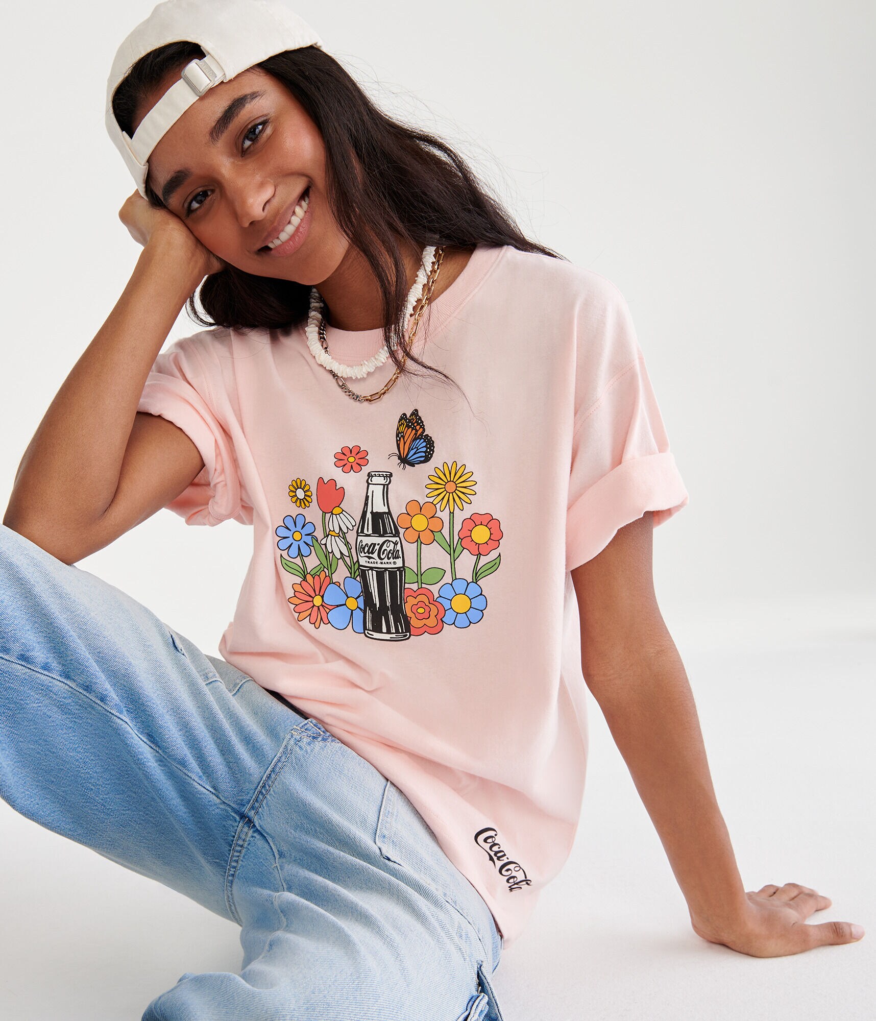 Coca-Cola&reg; by A&eacute;ropostale Flower Bottle Graphic Tee