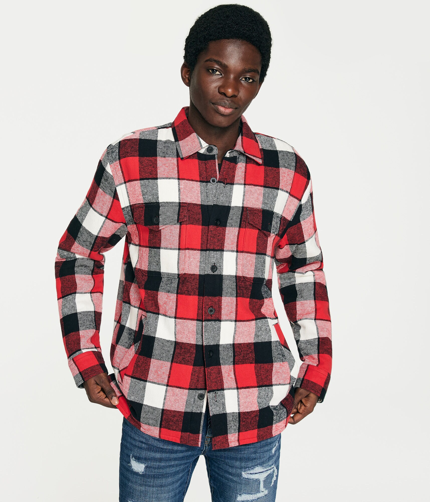 Sherpa Plaid Flannel Shacket