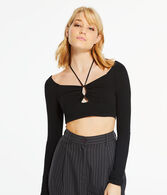 Long Sleeve Seriously Soft Convertible Tie Crop Top