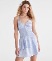 Floral V-Neck Smocked Waist Mini Dress