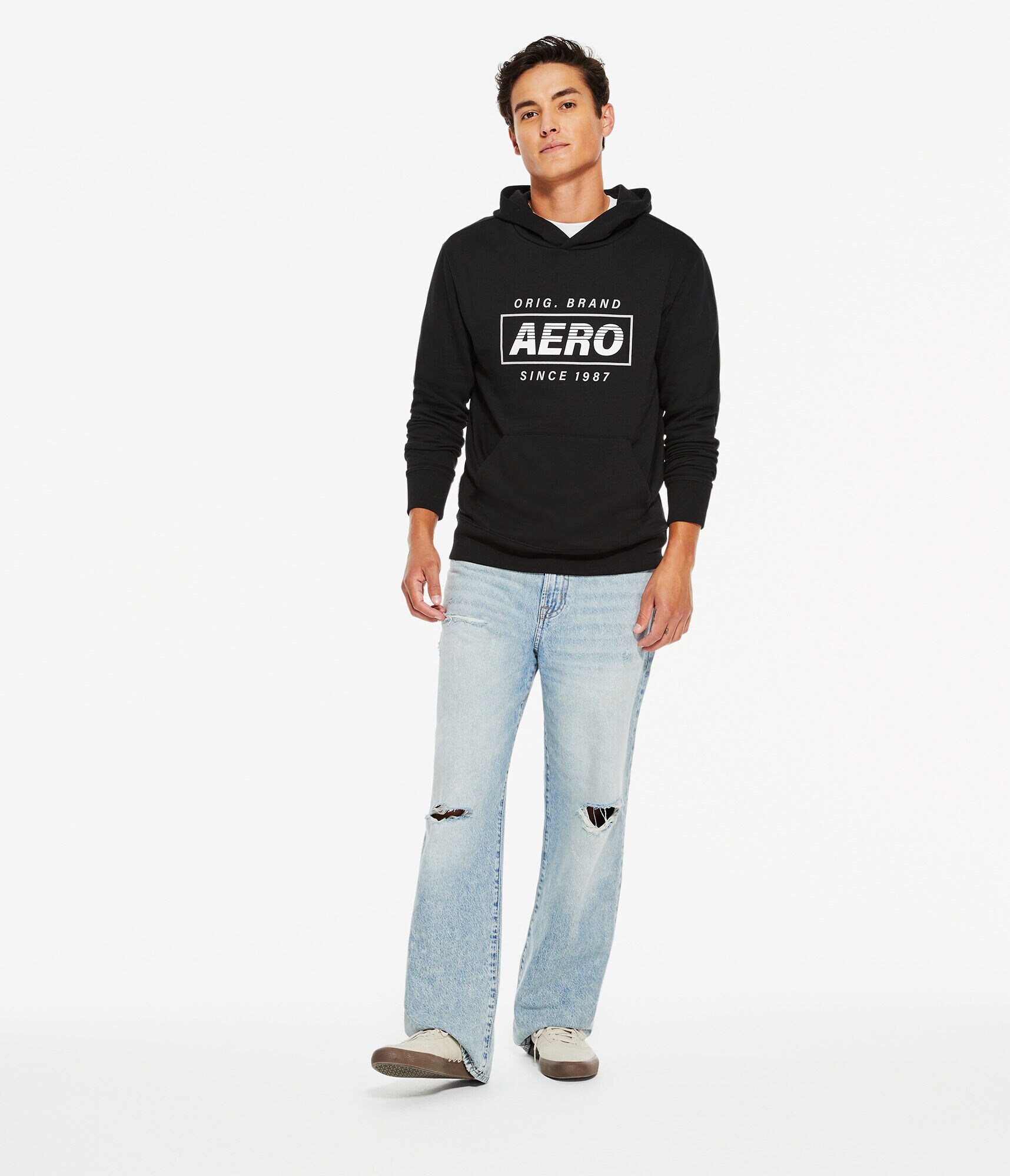 Aero Original Brand Box Logo Pullover Hoodie