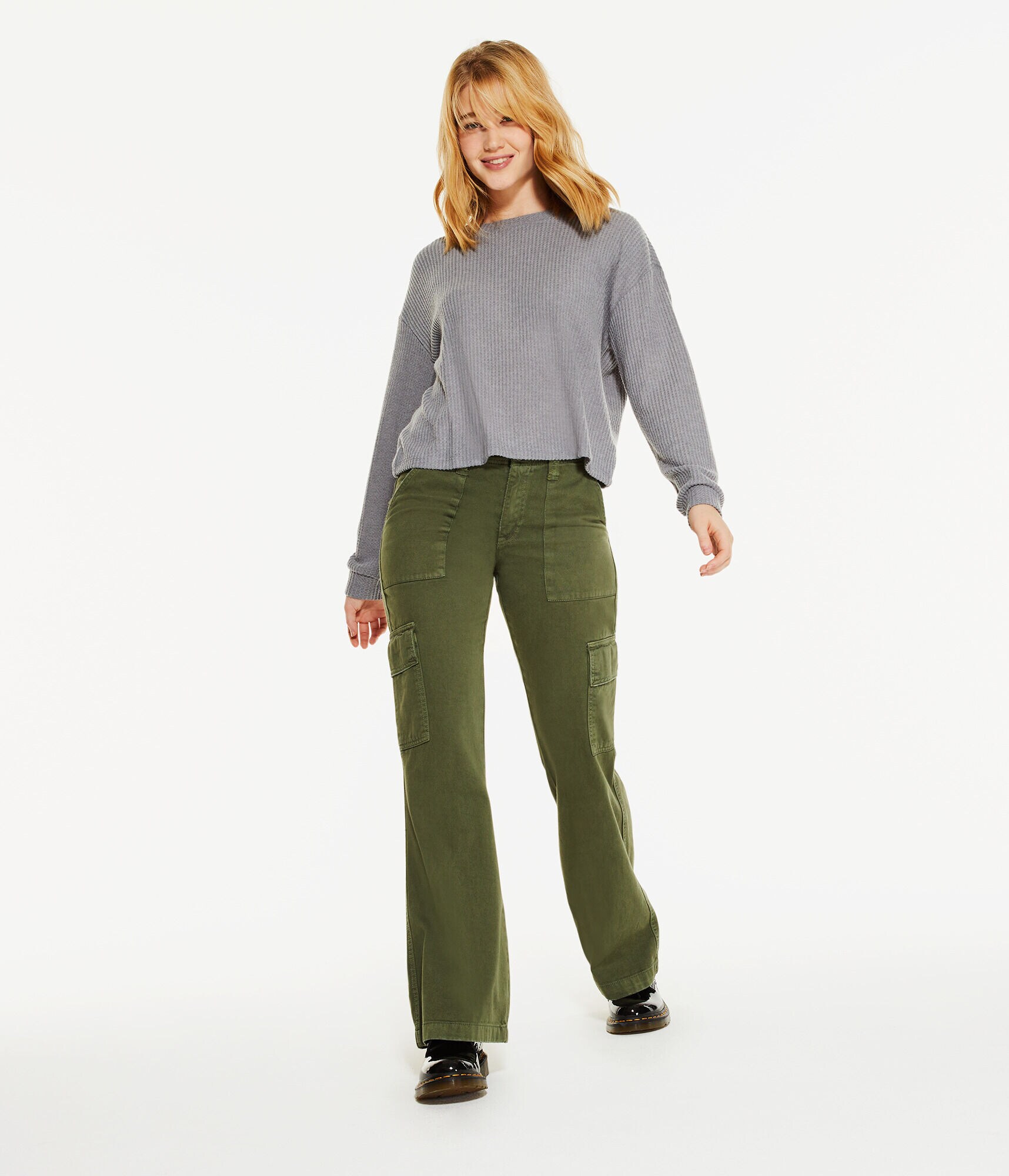 Long Sleeve Wear 2 Ways Cozy Waffle Tee