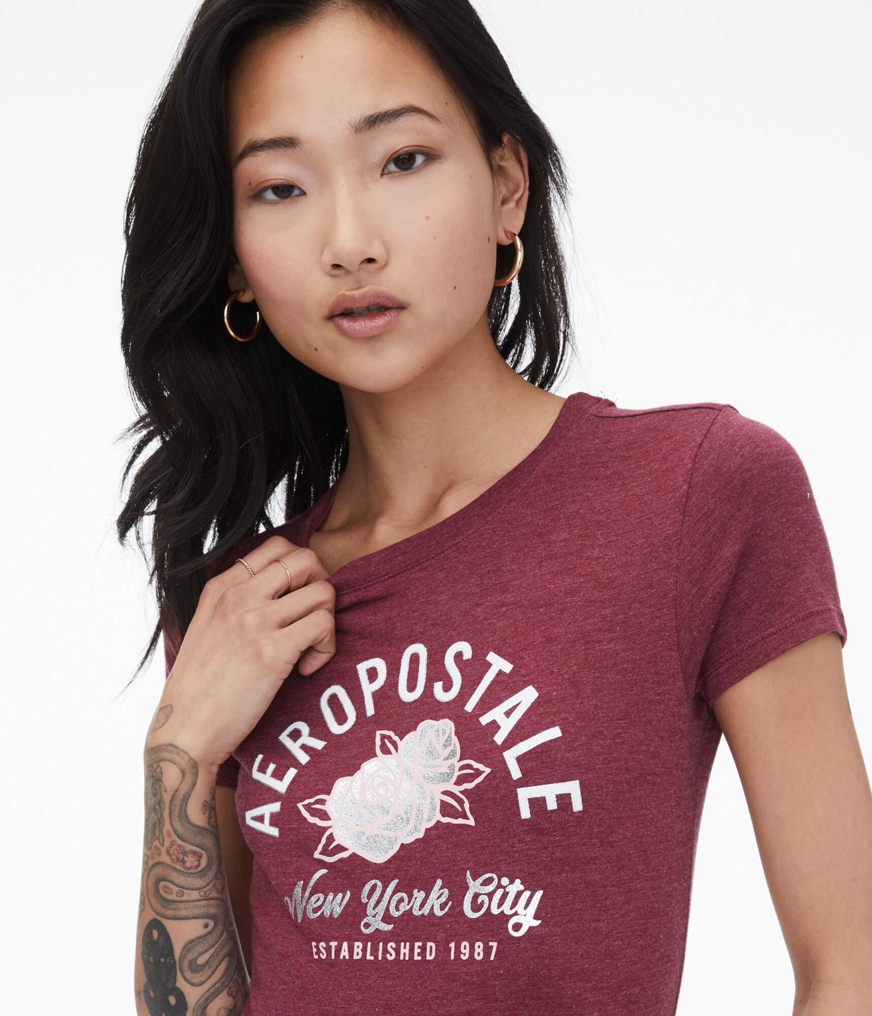 Aeropostale Roses Graphic Tee