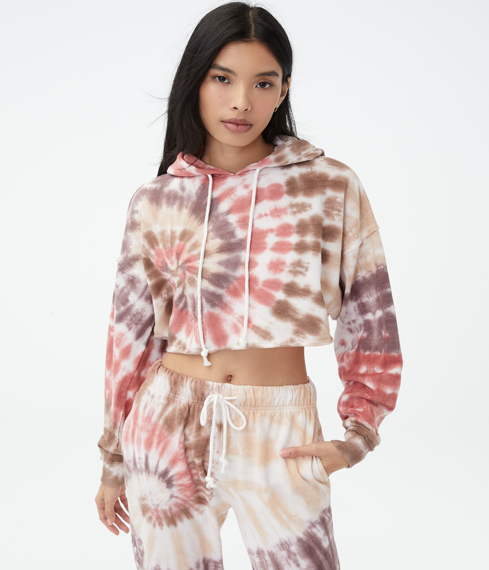Tie-Dye Cropped Boyfriend Pullover Hoodie