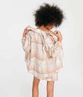 Long Sleeve Oversized Plaid Flannel Button-Down Shirt