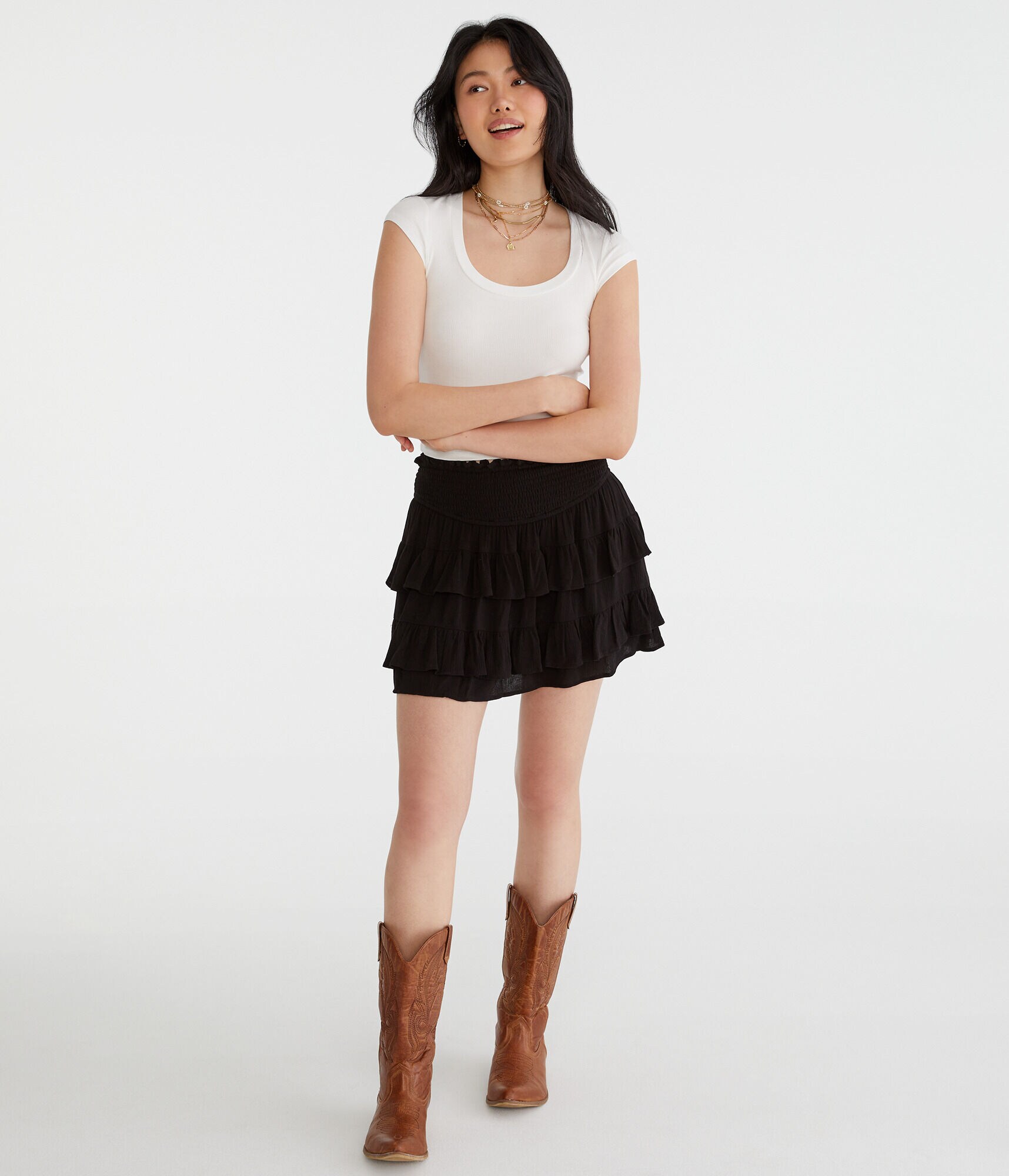High-Waisted Ruffled Flippy Skort