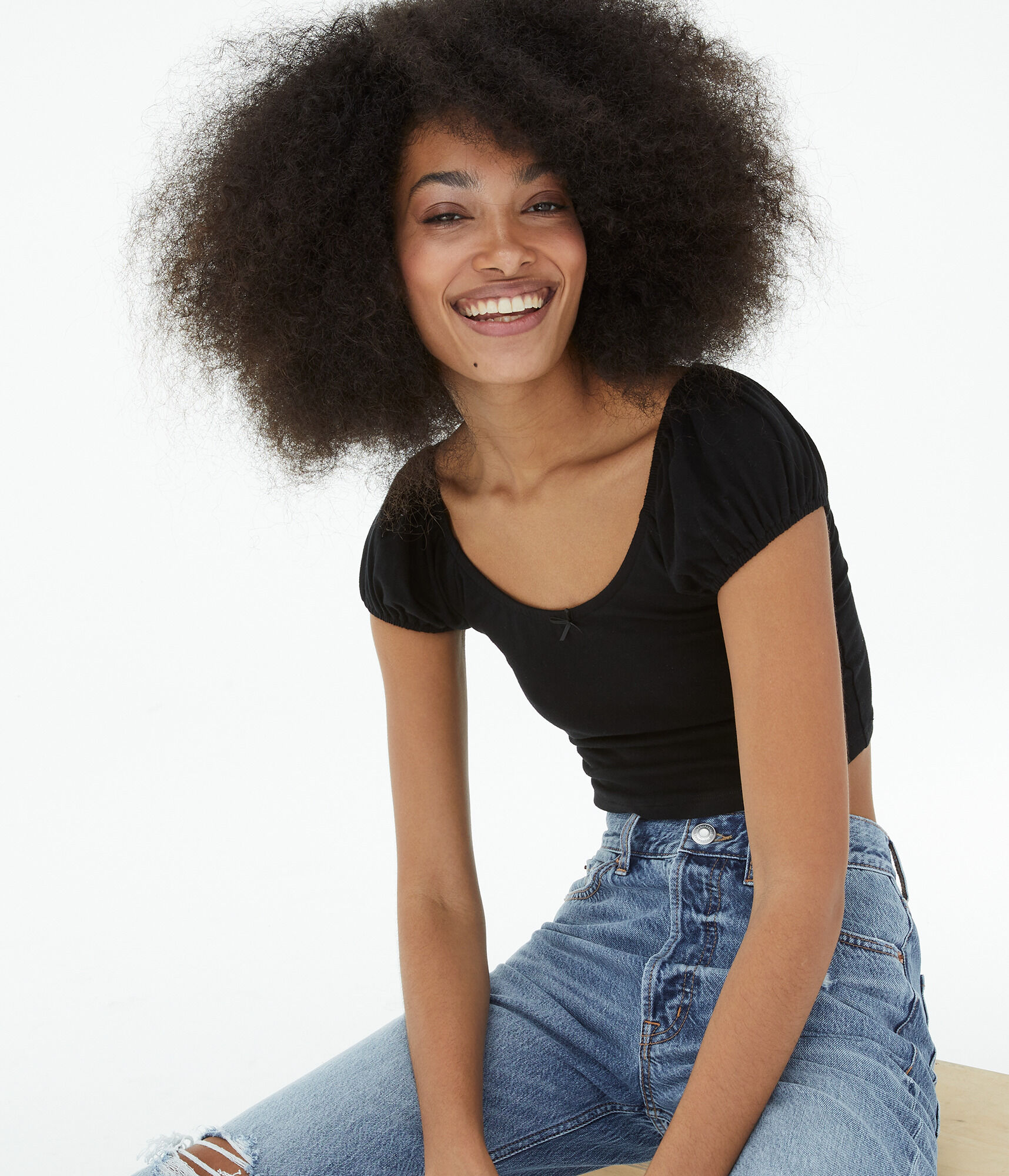 Puff Sleeve Crop Top