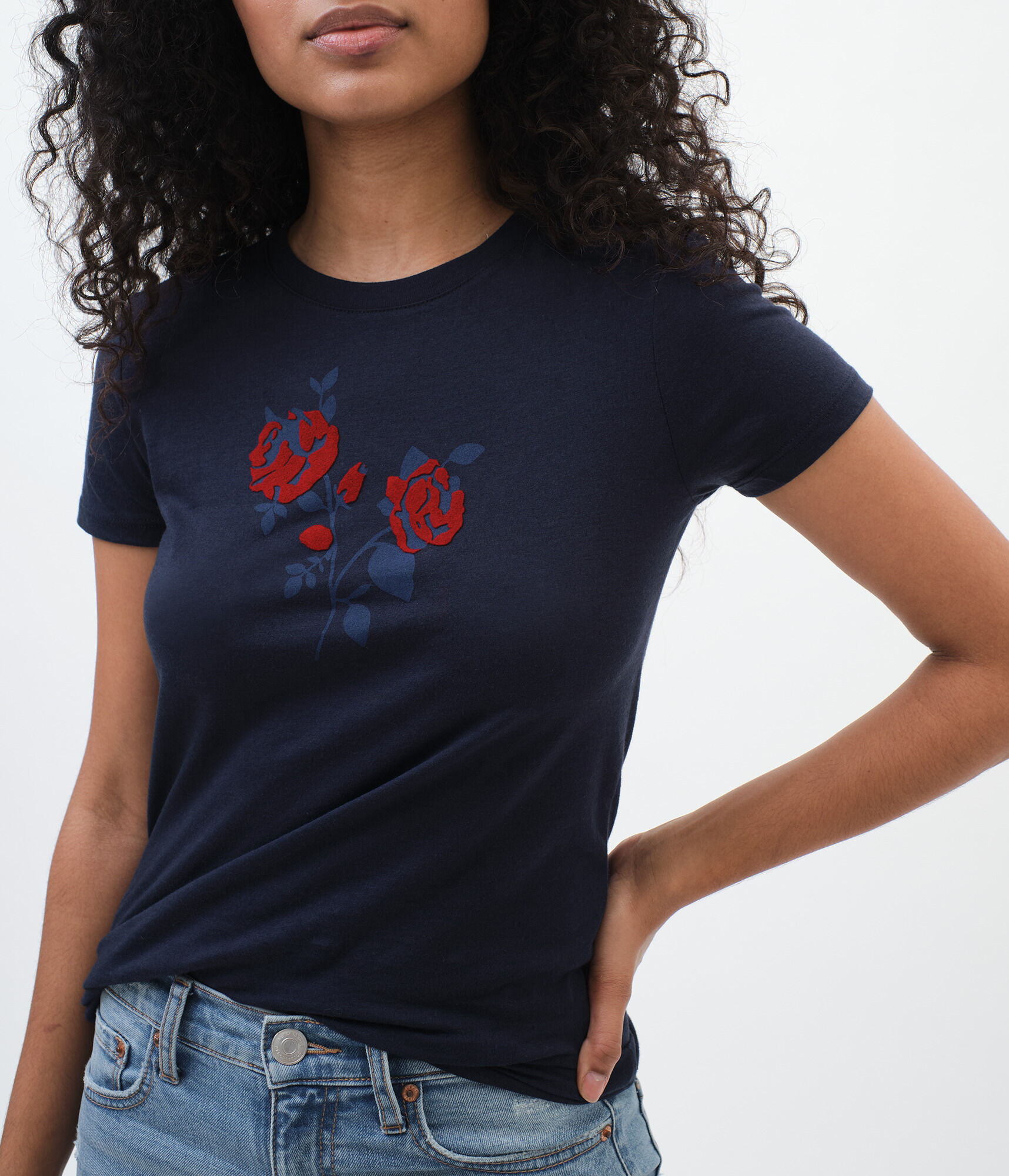 Flocked Flowers Graphic Tee