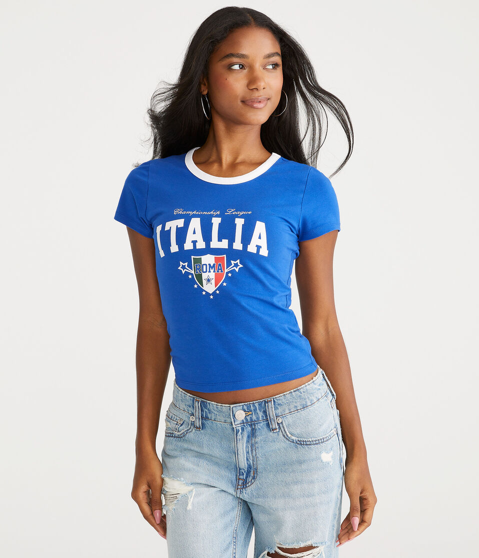 Italia Graphic Ringer Baby Tee