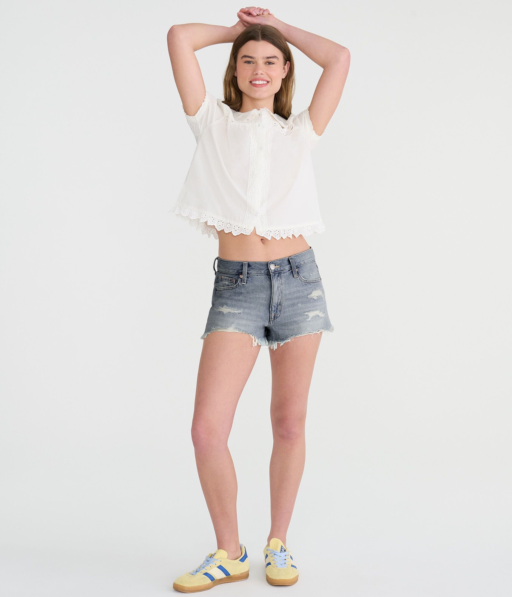 Vintage High-Rise Denim Shorty Shorts