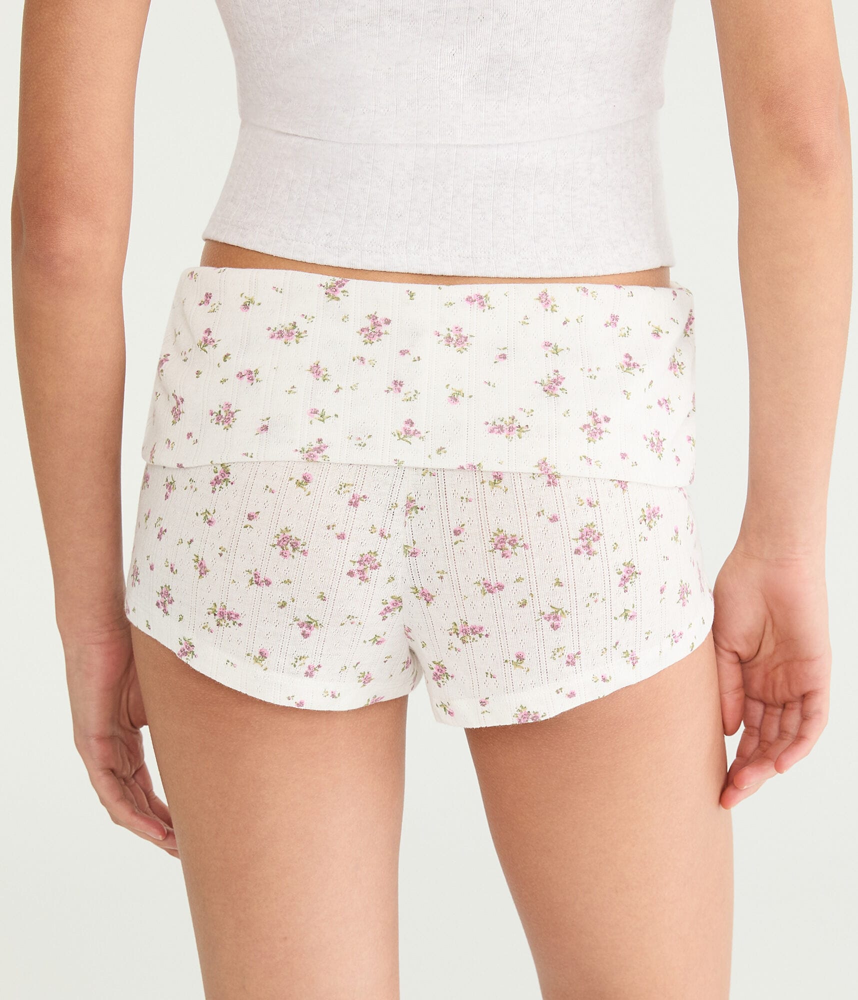 Floral Fold-Over Knit Sleep Shorts