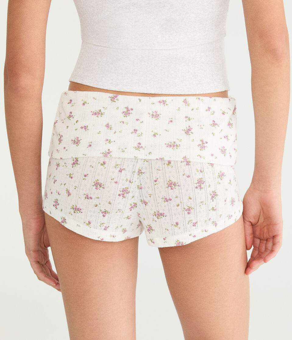 Floral Fold-Over Knit Sleep Shorts