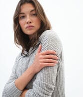 Fuzzy Ribbed Dolman Pullover Hoodie