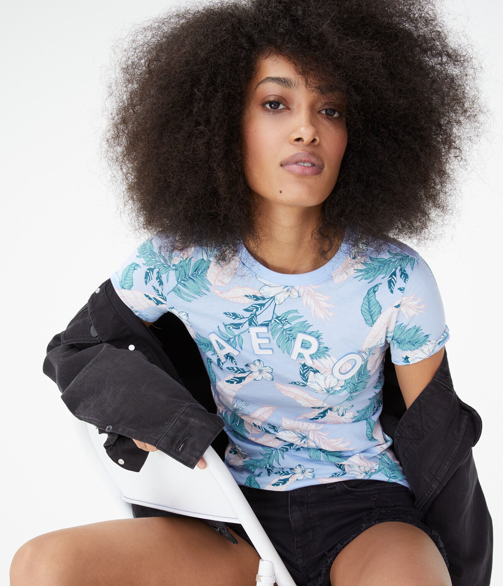 Aero Floral Frond Appliqu&eacute; Graphic Tee