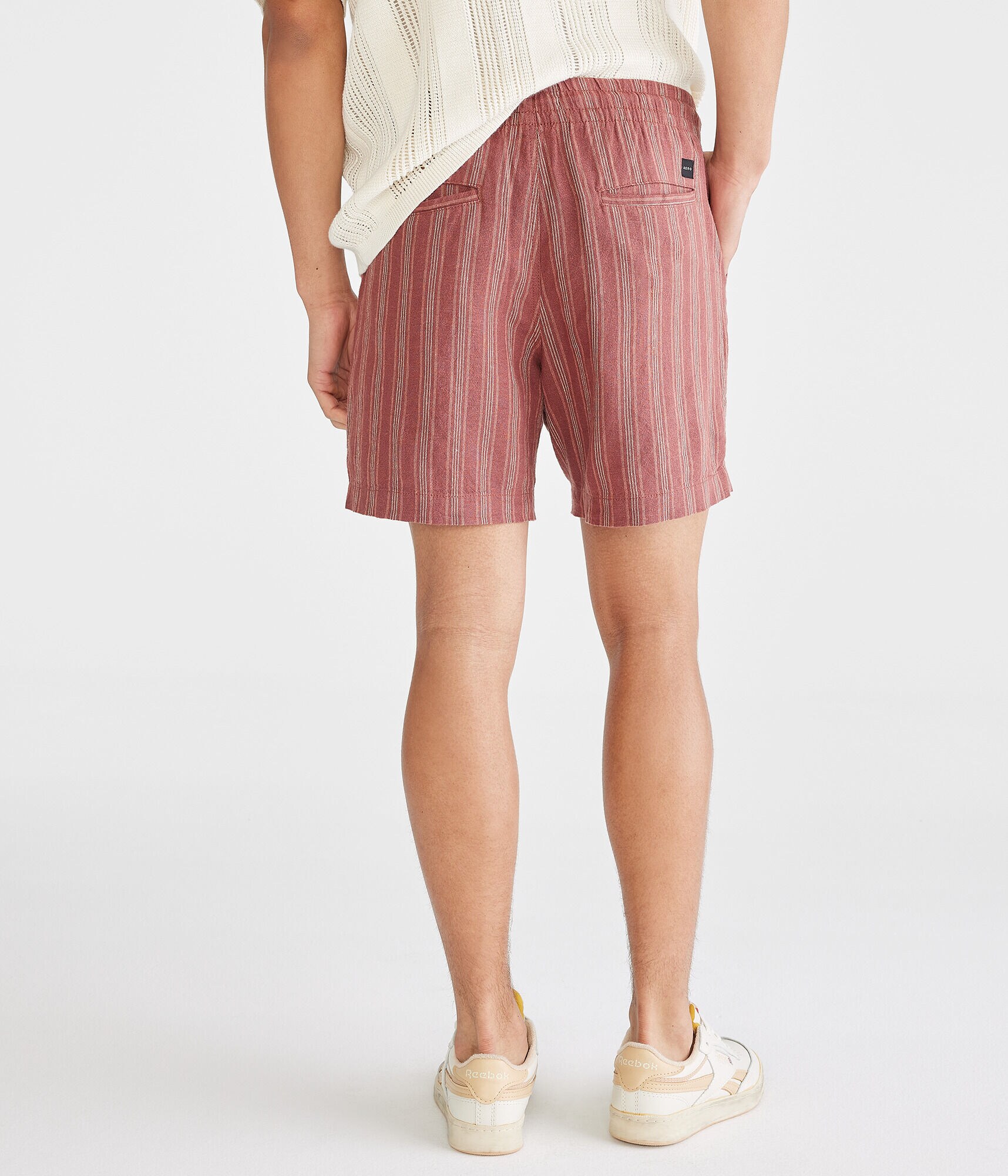 Striped Linen Jogger Shorts 6.5"