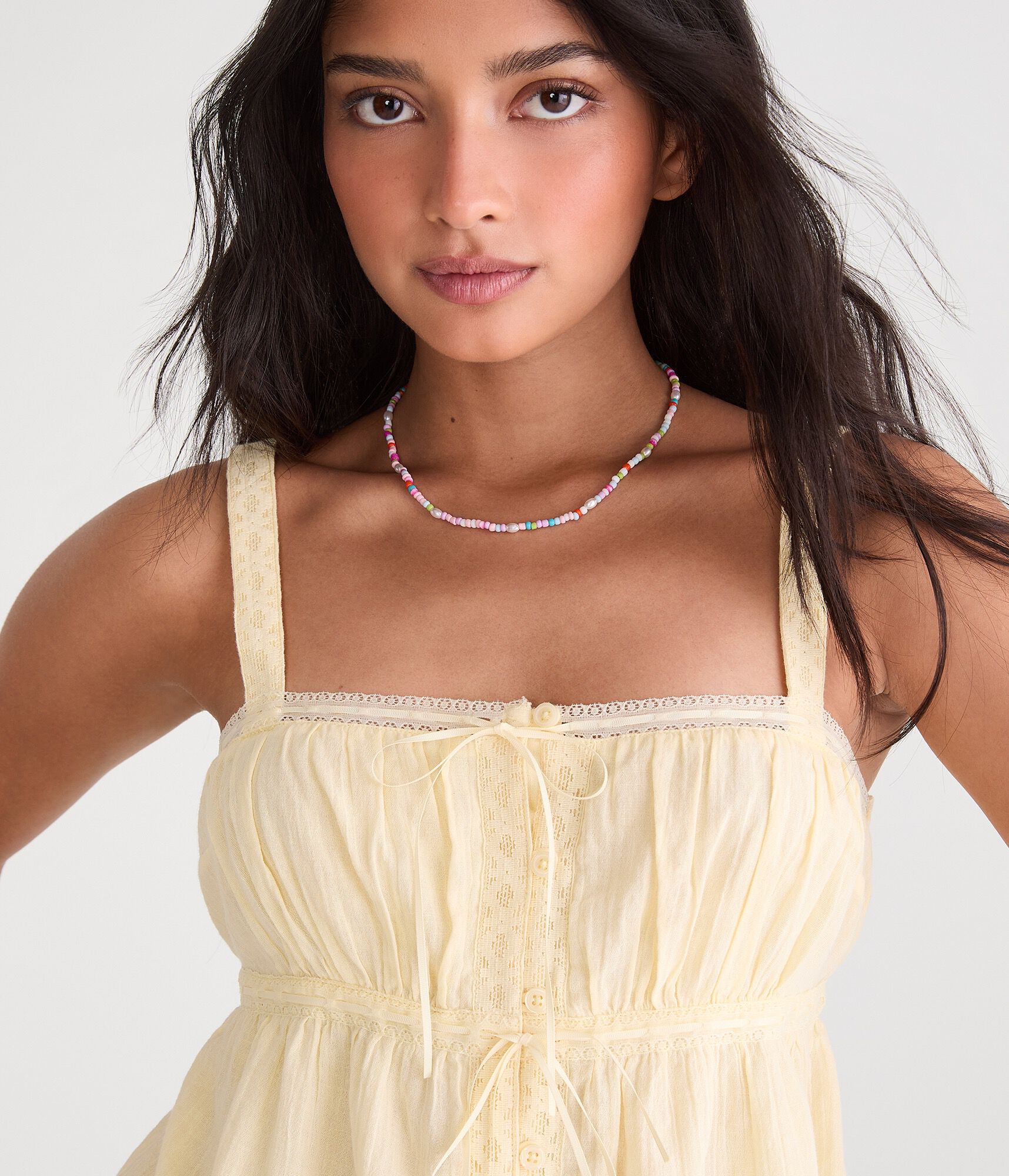 Ribbon Bow Button-Front Tank Top