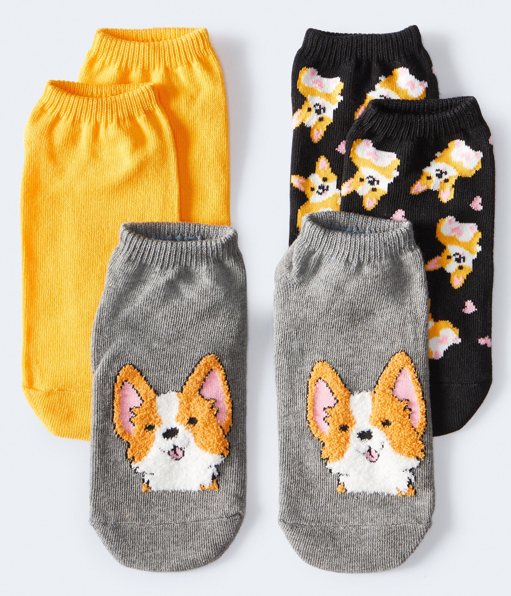 Fuzzy Corgi Ankle Sock 3-Pack