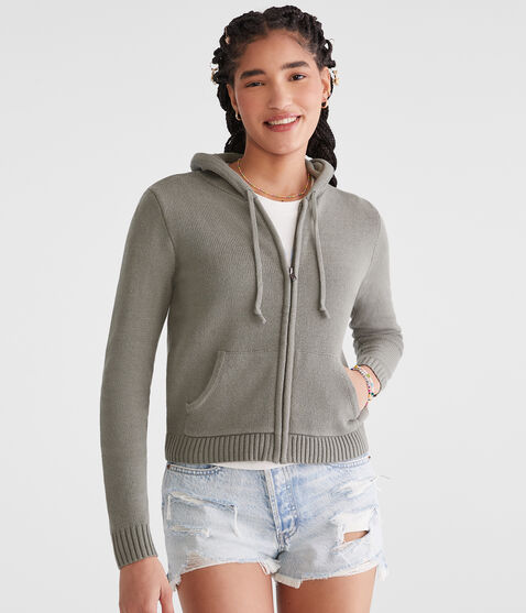 Solid Full-Zip Hooded Sweater Solid Full-Zip Hooded Sweater
