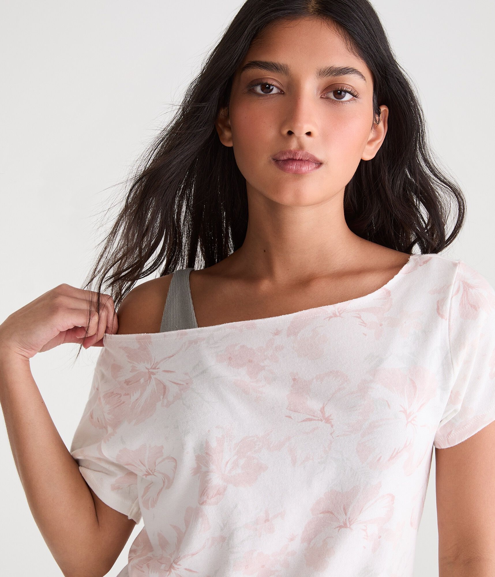 Seriously Soft Floral Off-The-Shoulder Vintage Fit Tee