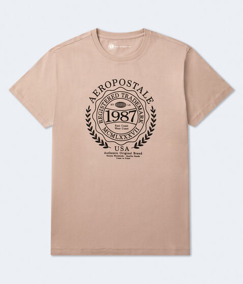 Aeropostale Laurel Circle Flocked Graphic Tee Aeropostale Laurel Circle Flocked Graphic Tee