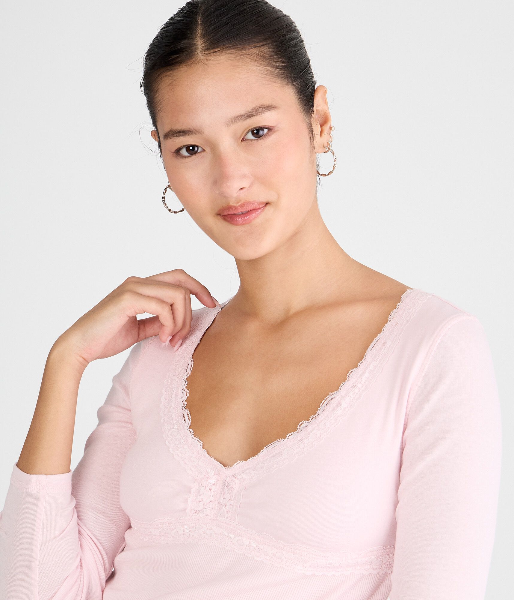 Long Sleeve Seriously Soft Y2K Lace V-Neck Tee