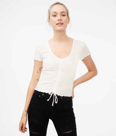 Ribbed Ruched-Front Tee Ribbed Ruched-Front Tee