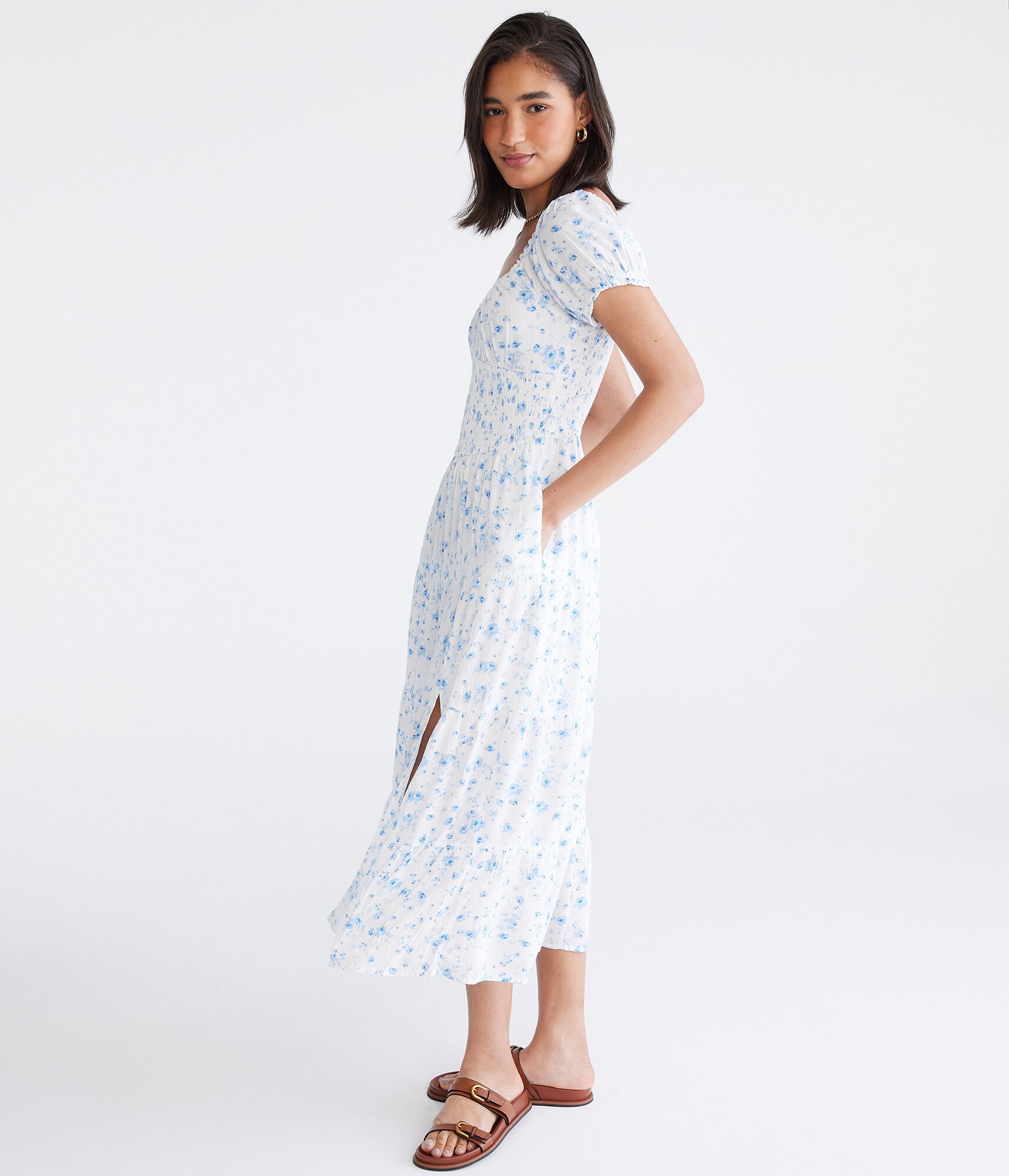 Floral Scoop-Neck Midi Dress
